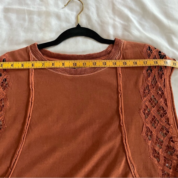 Free People Table For Two Oversized Sleevless Cotton Lace embellished Top Sz S - Picture 12 of 15